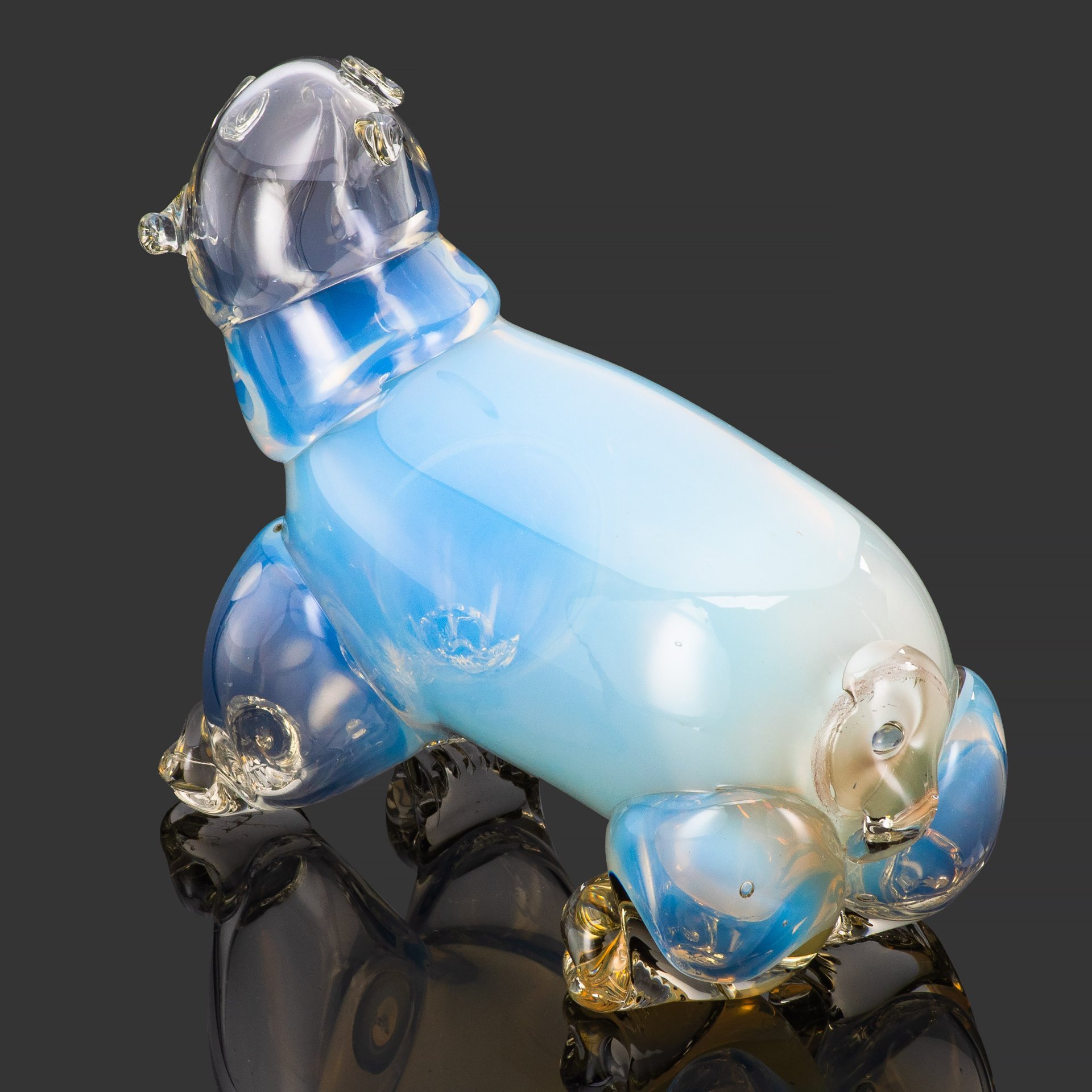 Статуэтка "Белый медведь", стекло, сульфидно-цинковое, гутная техника, СССР, 1960-1980 гг.