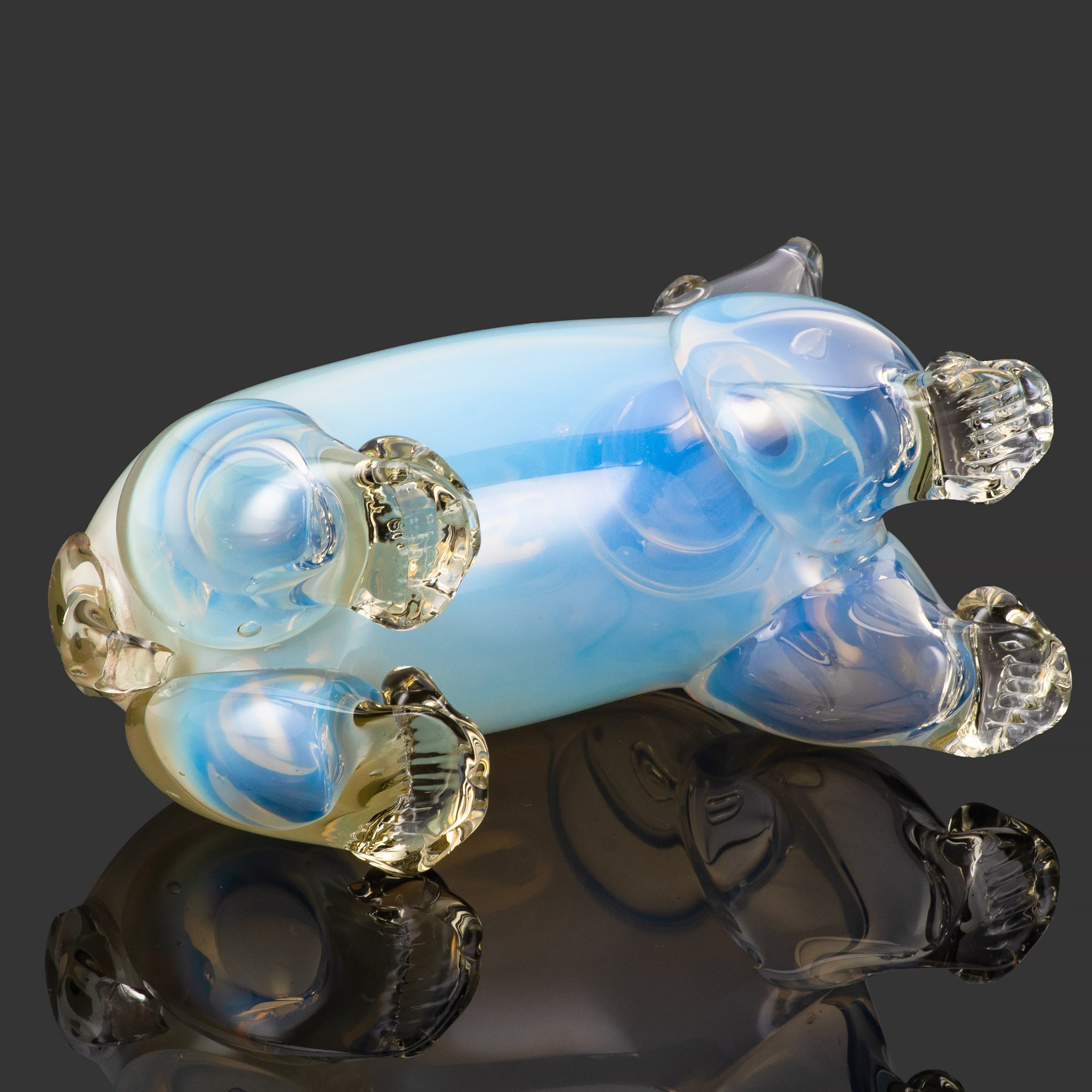 Статуэтка "Белый медведь", стекло, сульфидно-цинковое, гутная техника, СССР, 1960-1980 гг.