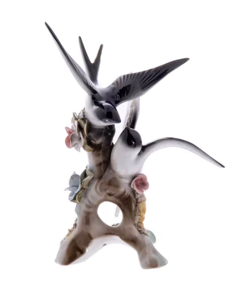 Статуэтка "Ласточки", фарфор, роспись, Cluj-Napoca, Румыния 1950-1960 гг., Cluj-Napoca Porcelain