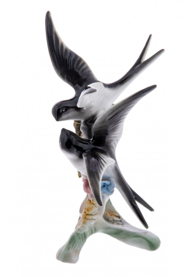 Статуэтка "Ласточки", фарфор, роспись, Cluj-Napoca, Румыния 1950-1960 гг., Cluj-Napoca Porcelain