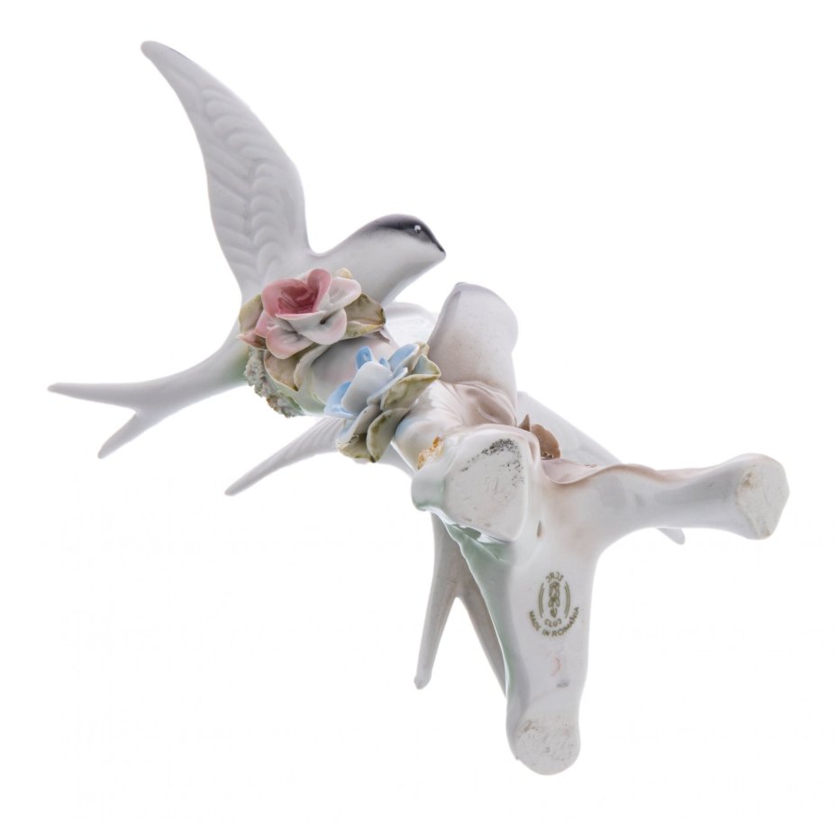 Статуэтка "Ласточки", фарфор, роспись, Cluj-Napoca, Румыния 1950-1960 гг., Cluj-Napoca Porcelain