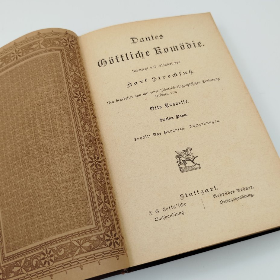 Dante Alighieri «Göttliche Komödie. Das Paradies» из серии «Cotta'sche Bibliothek der Weltliteratur», Stuttgart, Cotta, Gebrüder Kröner