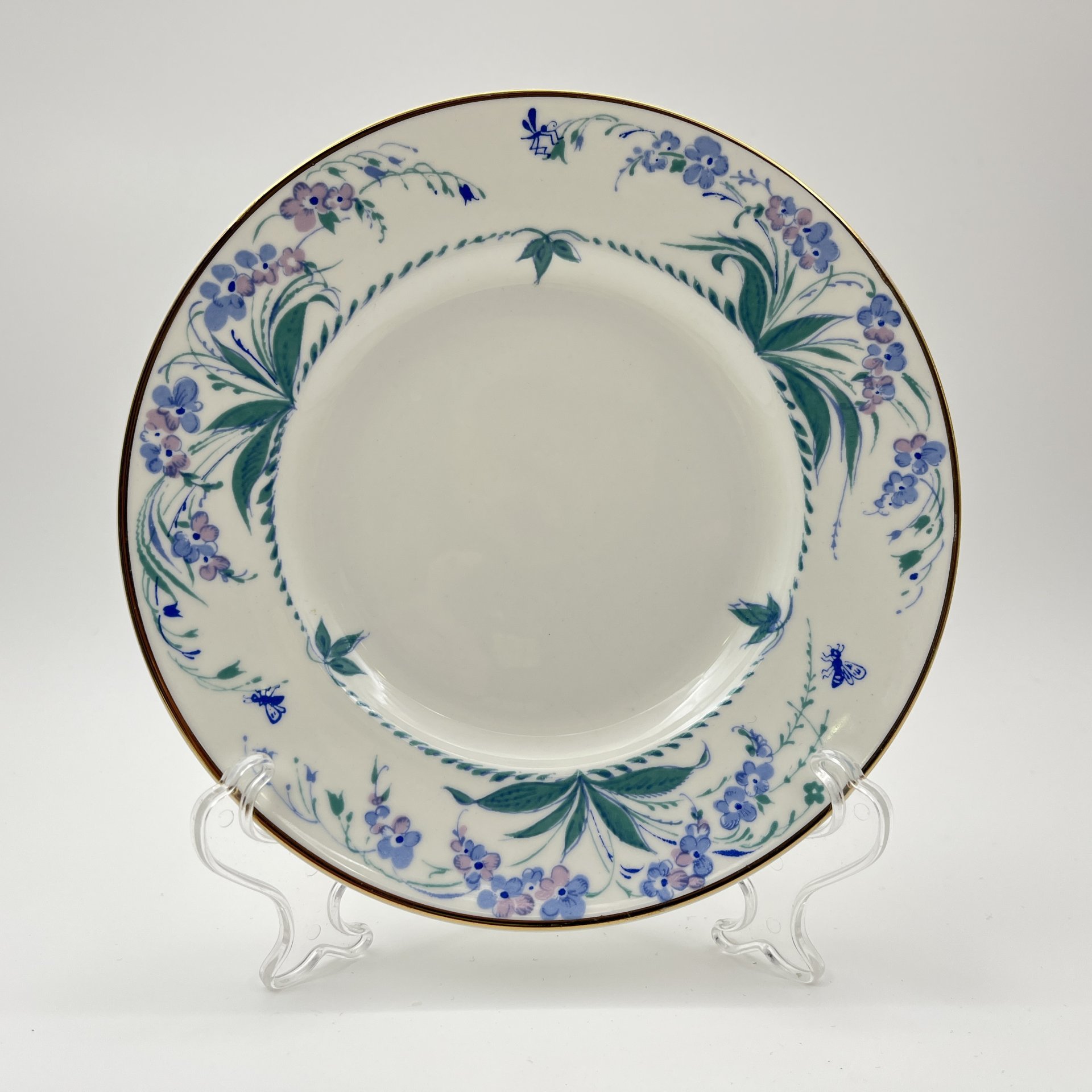 Трио кофейное "Незабудки", автор формы "Ландыш" Э.М. Криммер, автор рисунка Матвеева О.М., фарфор, деколь, золочение, Ленинградский фарфоровый завод (ЛФЗ), СССР, 1970-1992 гг.