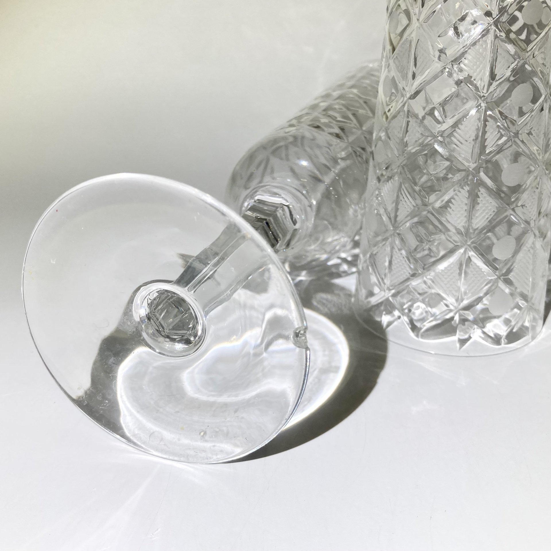 Набор из 2-х фужеров с рельефным декором, хрусталь, алмазная грань, СССР, 1970-1990 гг.