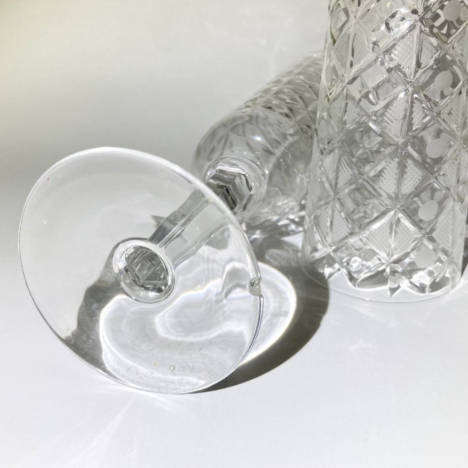 Набор из 2-х фужеров с рельефным декором, хрусталь, алмазная грань, СССР, 1970-1990 гг.