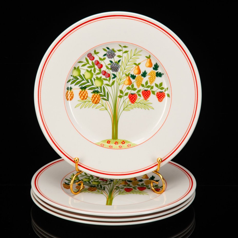 Набор обеденных плоских тарелок на 4 персоны, коллекция Bon Appetit, фарфор, vitro, Villeroy & Boch, Германия, 1983-1989 гг.