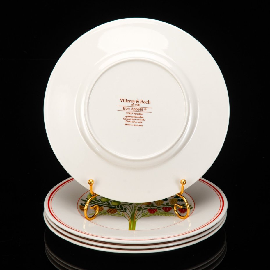 Набор обеденных плоских тарелок на 4 персоны, коллекция Bon Appetit, фарфор, vitro, Villeroy & Boch, Германия, 1983-1989 гг.