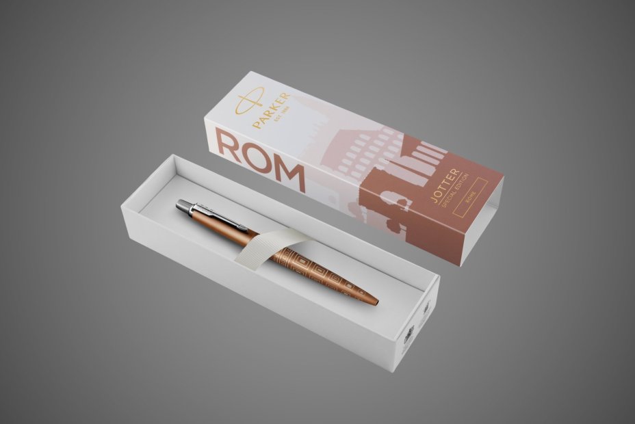 Ручка шариковая Parker "Jotter Rome Bronze CT" стержень: M, цвет чернил: blue, в подарочной упаковке., Лаки и смолы: лак, нержавеющая сталь