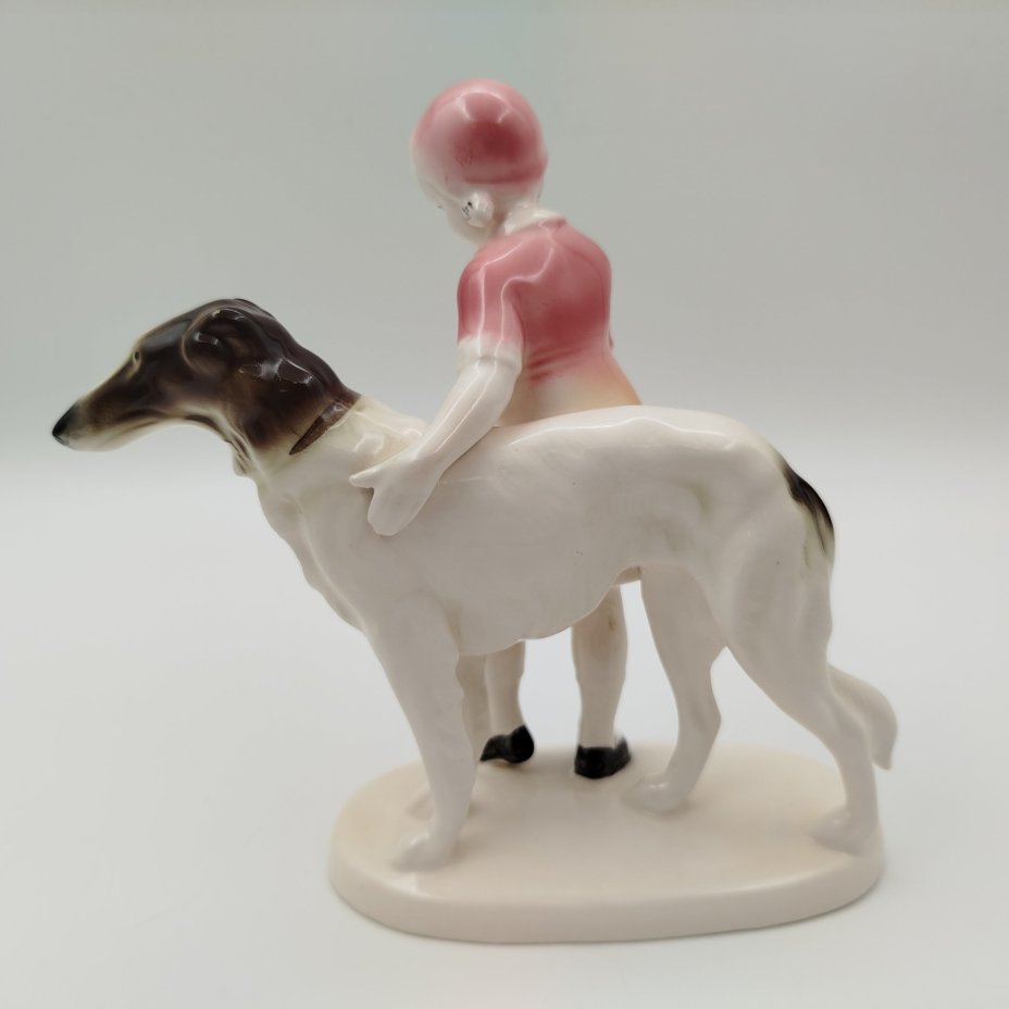 Статуэтка "Девочка с борзой", Katzhutte, фаянс, роспись, Германия, 1958-1990 гг.