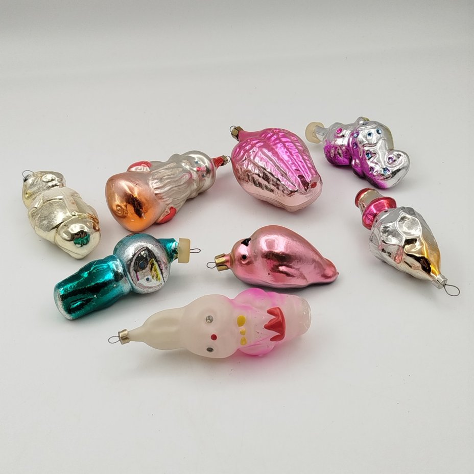 Набор из 8-ми ёлочных игрушек разной формы и размера