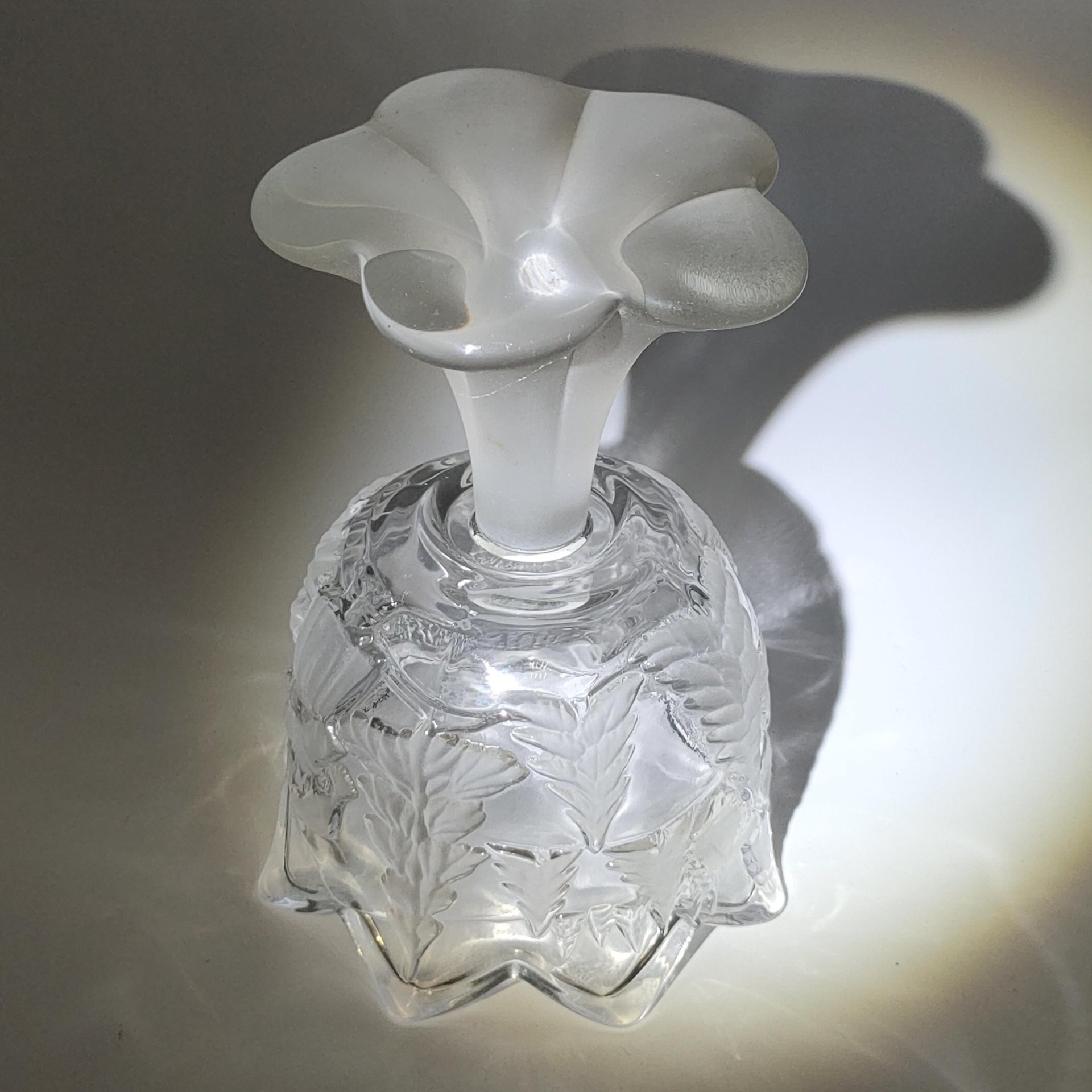 Ваза (подсвечник) с рельефным изображением зимнего леса, стекло, пресс, матирование, Walther Glas, Германия, 1980-2000 гг.