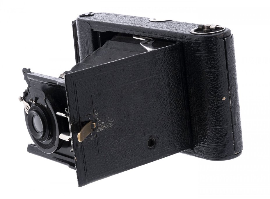 Фотоаппарат складной "Ernemann" с объективом Doppel-Objektiv 1:11.f=12,5 cm, металл, кожа, дерево, производитель "Ernemann", 1925-1940 гг., Ernemann