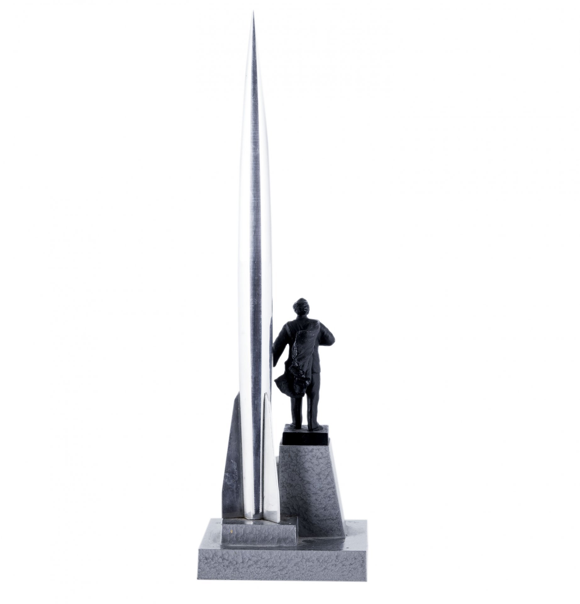 Статуэтка "Памятник К.Э. Циолковскому", металл, СССР, 1960-1990 гг.