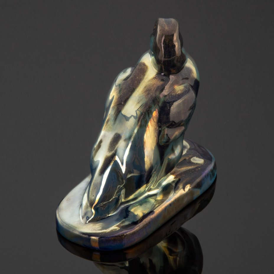 Статуэтка "Сидящая утка" с уникальной глянцевой глазурью  Grès de Rambervillers, Art Nouveau Glazed Ceramic