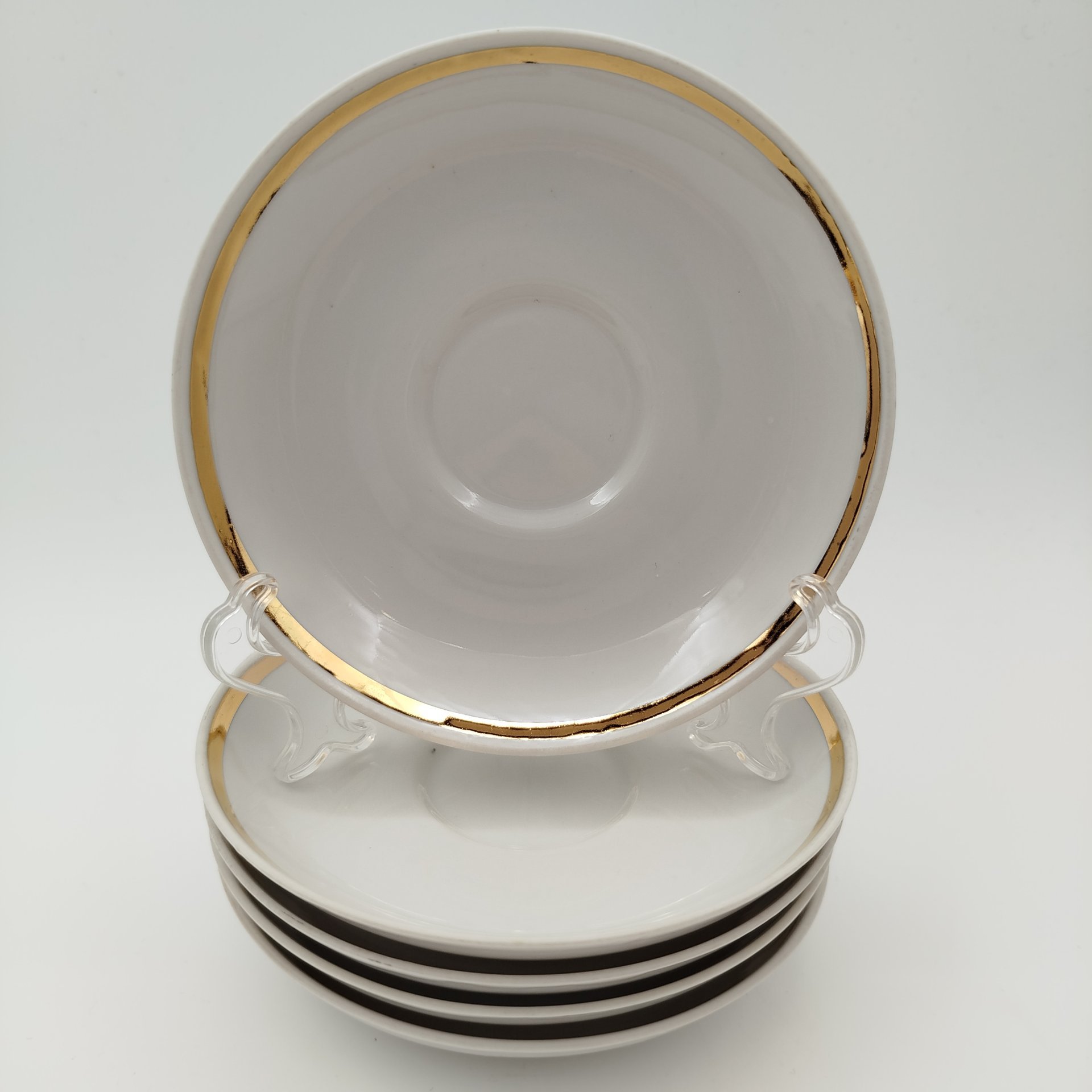 Набор кофейных пар с надписью "Кафе" на 5 персон, фарфор, золочение, Дмитровский фарфоровый завод (ДФЗ Вербилки), СССР, 1968-1991 гг.