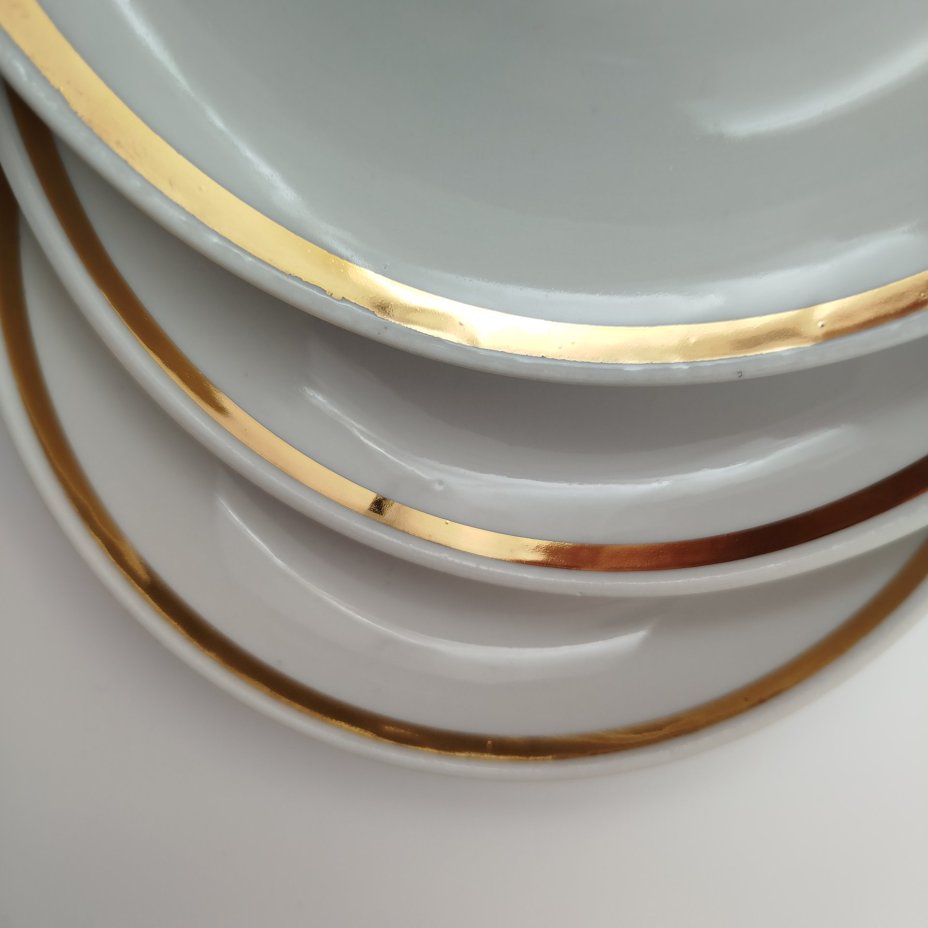 Набор кофейных пар с надписью "Кафе" на 5 персон, фарфор, золочение, Дмитровский фарфоровый завод (ДФЗ Вербилки), СССР, 1968-1991 гг.