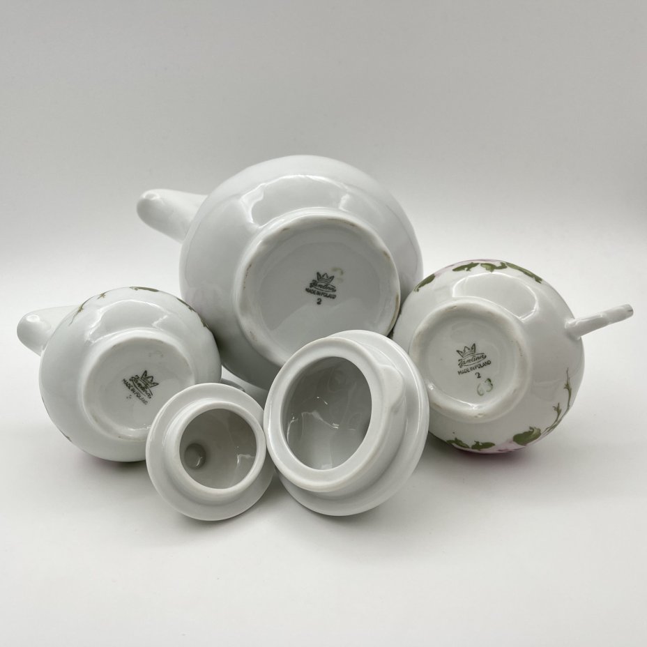 Набор кофейный на 2 персоны "Роза" (7 предметов), фарфор, деколь, золочение, Karolina (Фарфоровая мануфактура «Каролина», Польша), Польша, 1980-1990 гг.