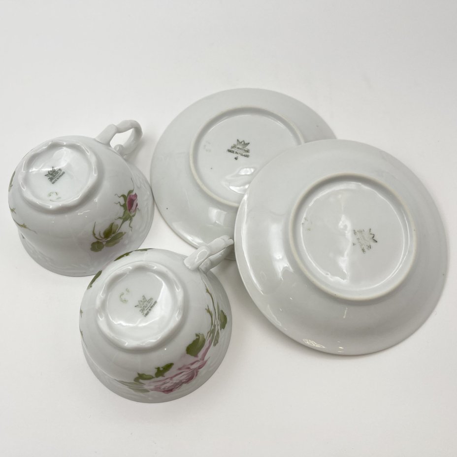 Набор кофейный на 2 персоны "Роза" (7 предметов), фарфор, деколь, золочение, Karolina (Фарфоровая мануфактура «Каролина», Польша), Польша, 1980-1990 гг.