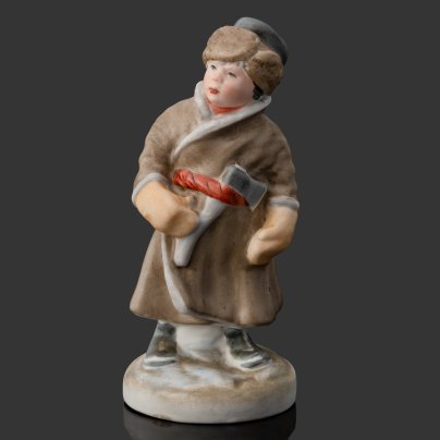 Статуэтка «Мужичок с ноготок», скульптор В.А. Маслов, бисквит, роспись, Первомайский фарфоровый завод (Песочное), СССР, 1958 г.