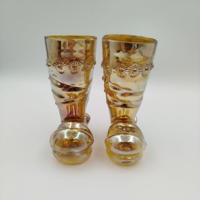 Набор из двух сувенирных стаканов "Сапожки", стекло, люстр, СССР, 1960-1980 гг.