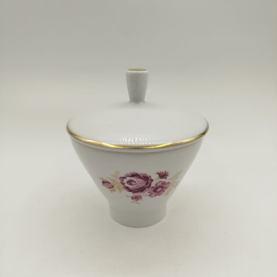 Сахарница с цветочным декором, фарфор, деколь, золочение, Freiberger Porzellan, ГДР, 1970-1990 гг.
