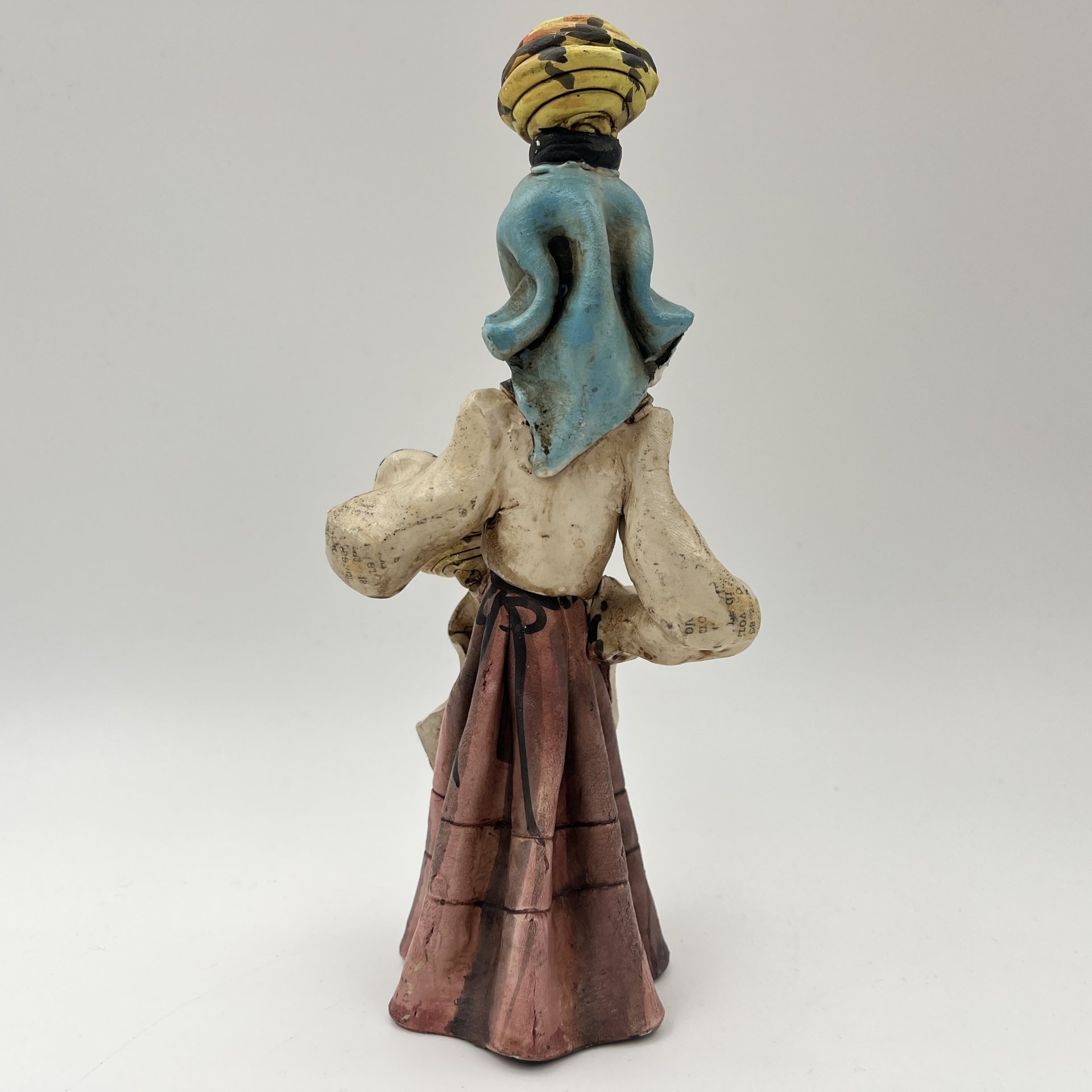 Статуэтка "Сардинская крестьянка с корзинами", Stelio Mola Cagliari, Ceramiche d'Arte S. Mola, город Кальяри, Сардиния, керамика, роспись, Италия, 1960-1980 гг.