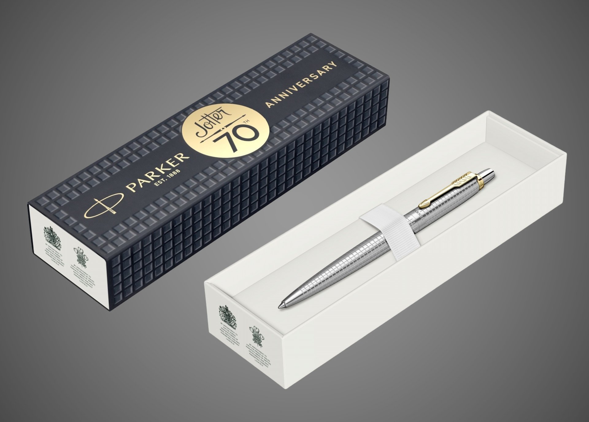 Шариковая ручка Parker "Jotter 70th Stainless Steel GT", стержень: Mblue (толщина линии 1,0мм) в подарочной коробке, Металлы: металл, нержавеющая сталь