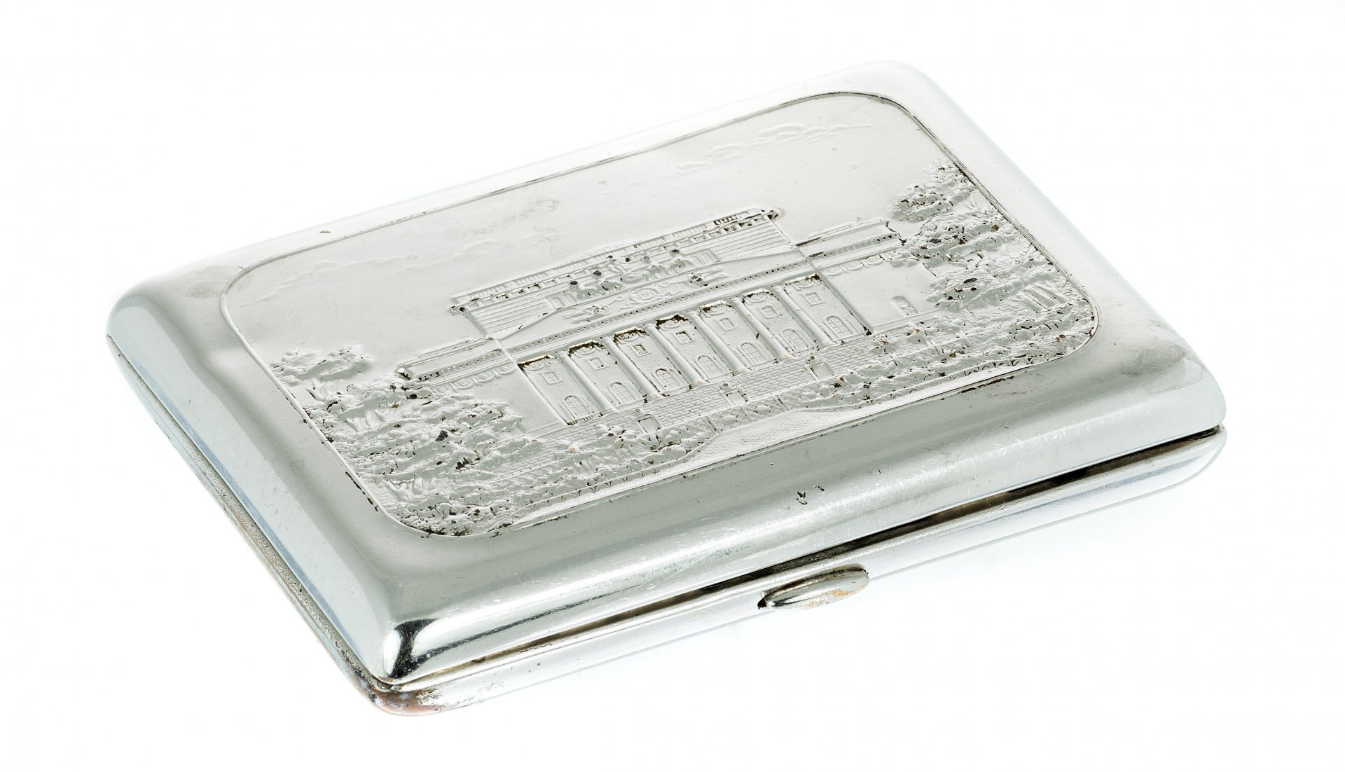 Портсигар "Александринский театр", латунь, серебрение, СССР, 1960-1980 гг.