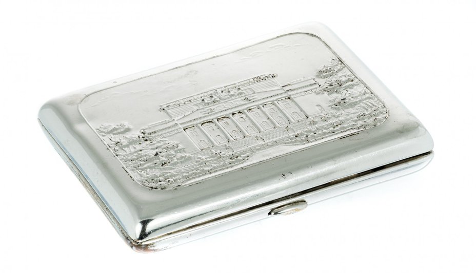 Портсигар "Александринский театр", латунь, серебрение, СССР, 1960-1980 гг.