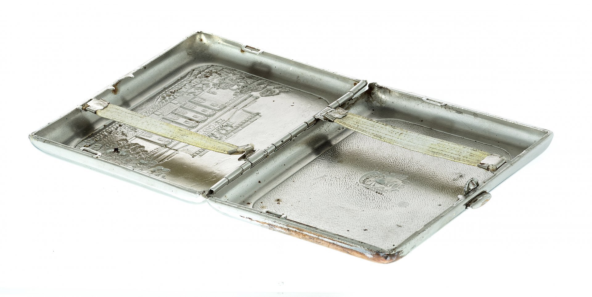 Портсигар "Александринский театр", латунь, серебрение, СССР, 1960-1980 гг.