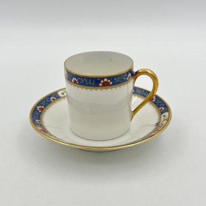 Кофейная пара с цветочным декором, фарфор, деколь, золочение, Haviland, Limoges France