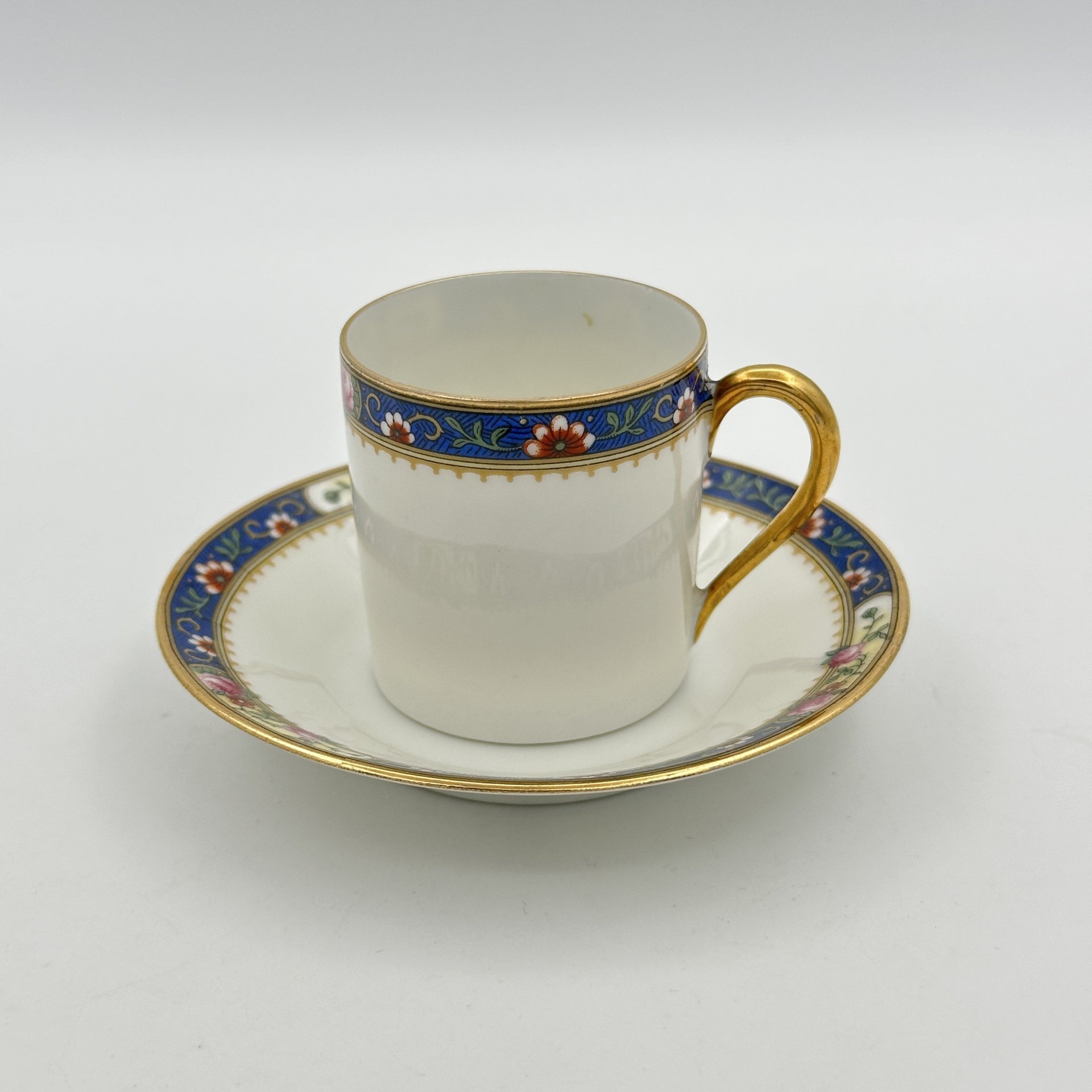 Кофейная пара с цветочным декором, фарфор, деколь, золочение, Haviland, Limoges France, Haviland