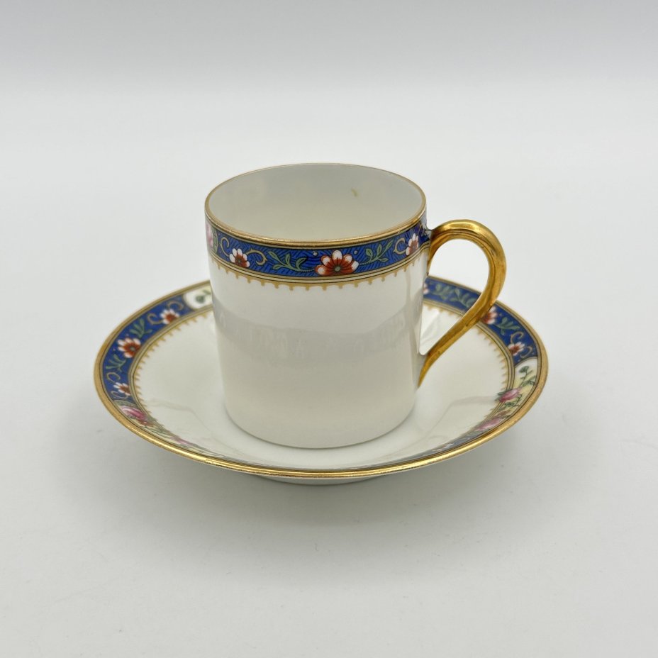 Кофейная пара с цветочным декором, фарфор, деколь, золочение, Haviland, Limoges France, Haviland
