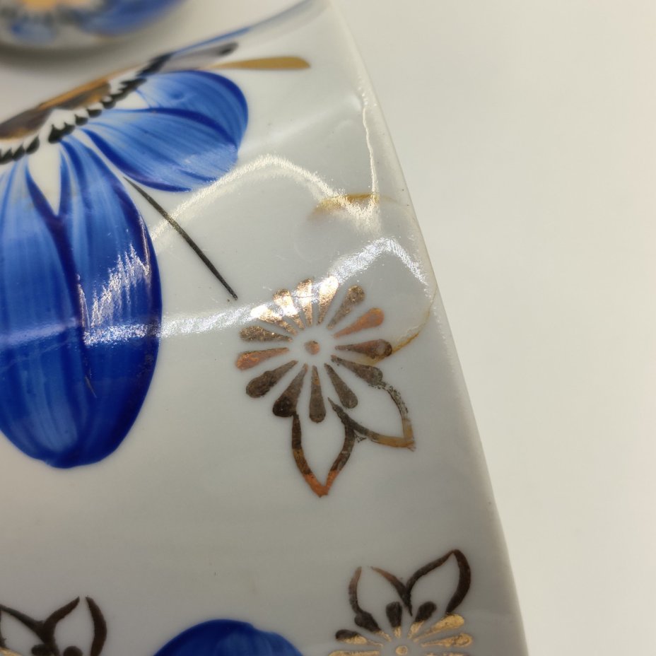 Набор из 4-х чашек с цветочным декором, фарфор, роспись, золочение, Барановский фарфоровый завод, СССР, 1970-1991 гг.