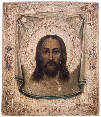 Икона "Спас Нерукотворный", дерево, темпера, Российская Империя, 1850-1900 гг.