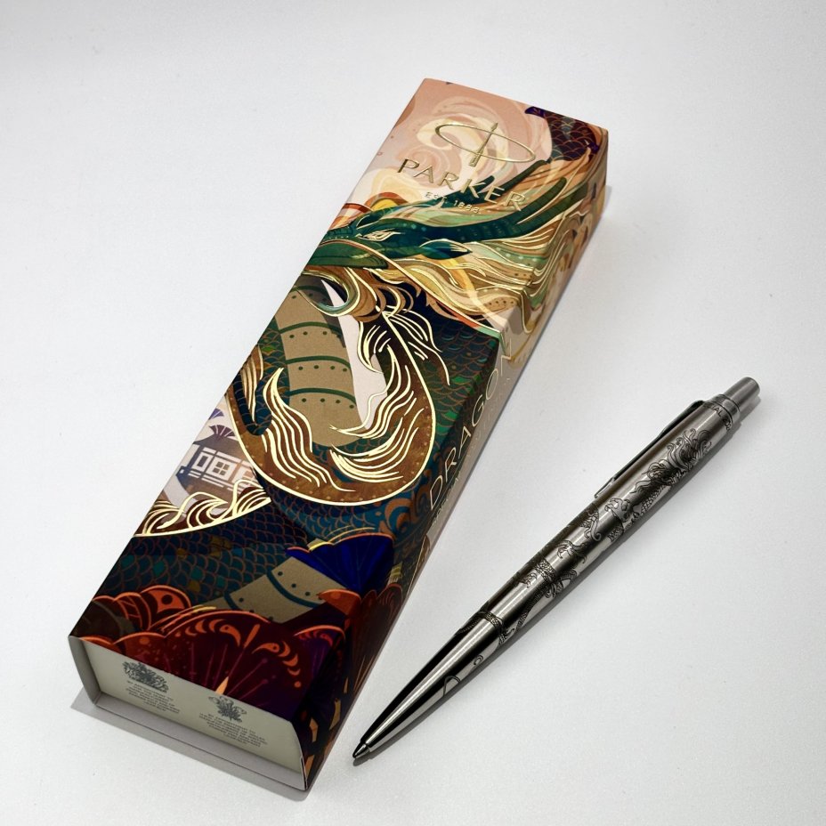 Шариковая ручка "Дракон" в коробке, Parker, нержавеющая сталь