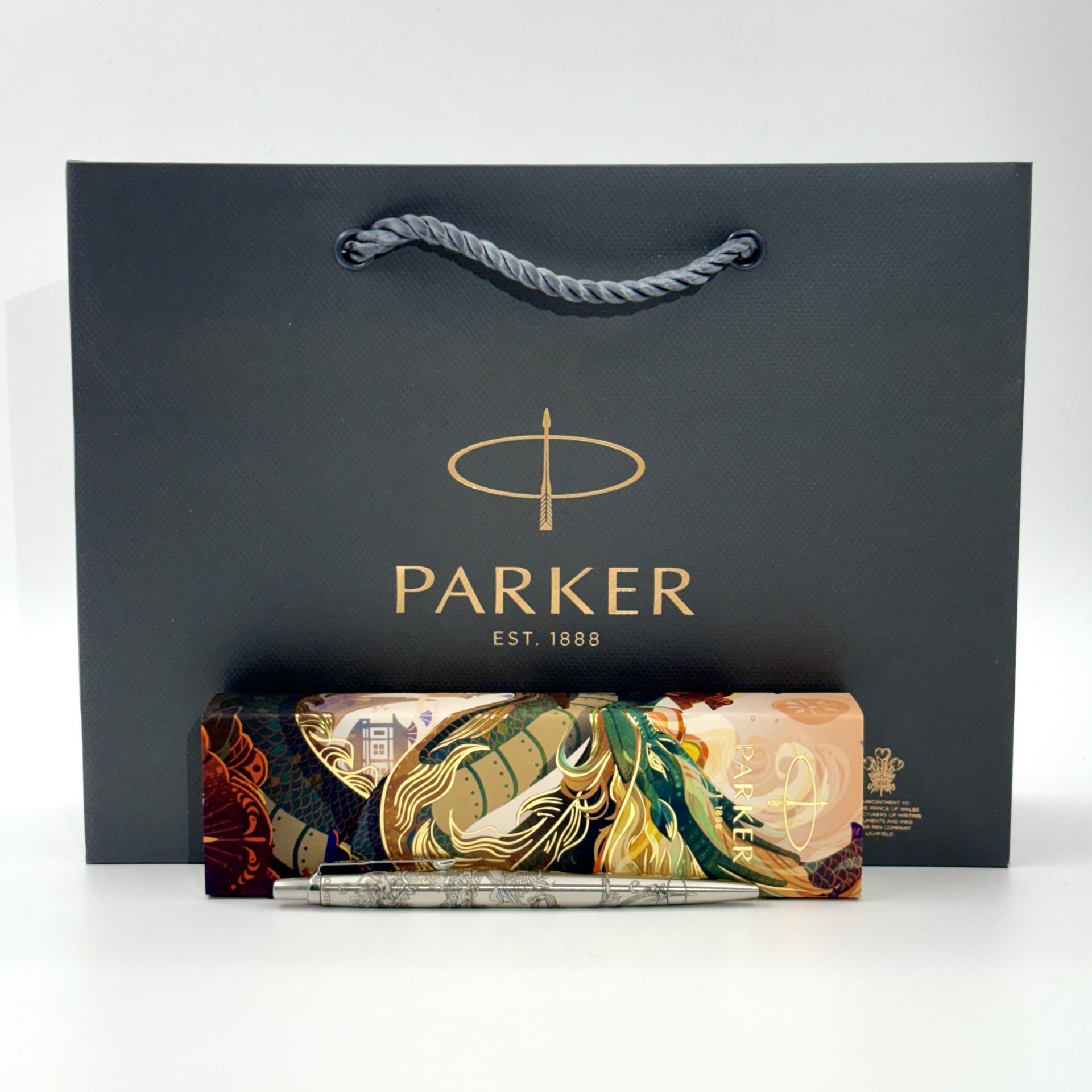 Шариковая ручка "Дракон" в коробке, Parker, нержавеющая сталь