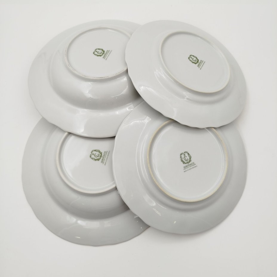 Набор тарелок на 2 персоны "Мейсенский букет" (две десертные, две обеденные), фарфор, деколь, золочение, Bernadotte, Чехия, 1991-2000 гг.