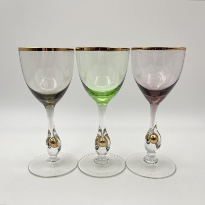 Набор рюмок "Susanna" на 3 персоны, для  вина, украшенные золотыми шариками в основании