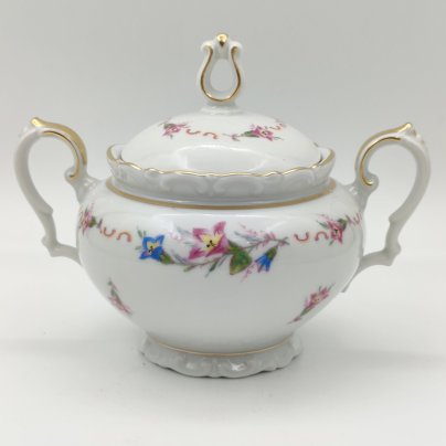 Сахарница с цветочным декором, фарфор, деколь, золочение, Kahla, Германия, 1937-1956 гг.