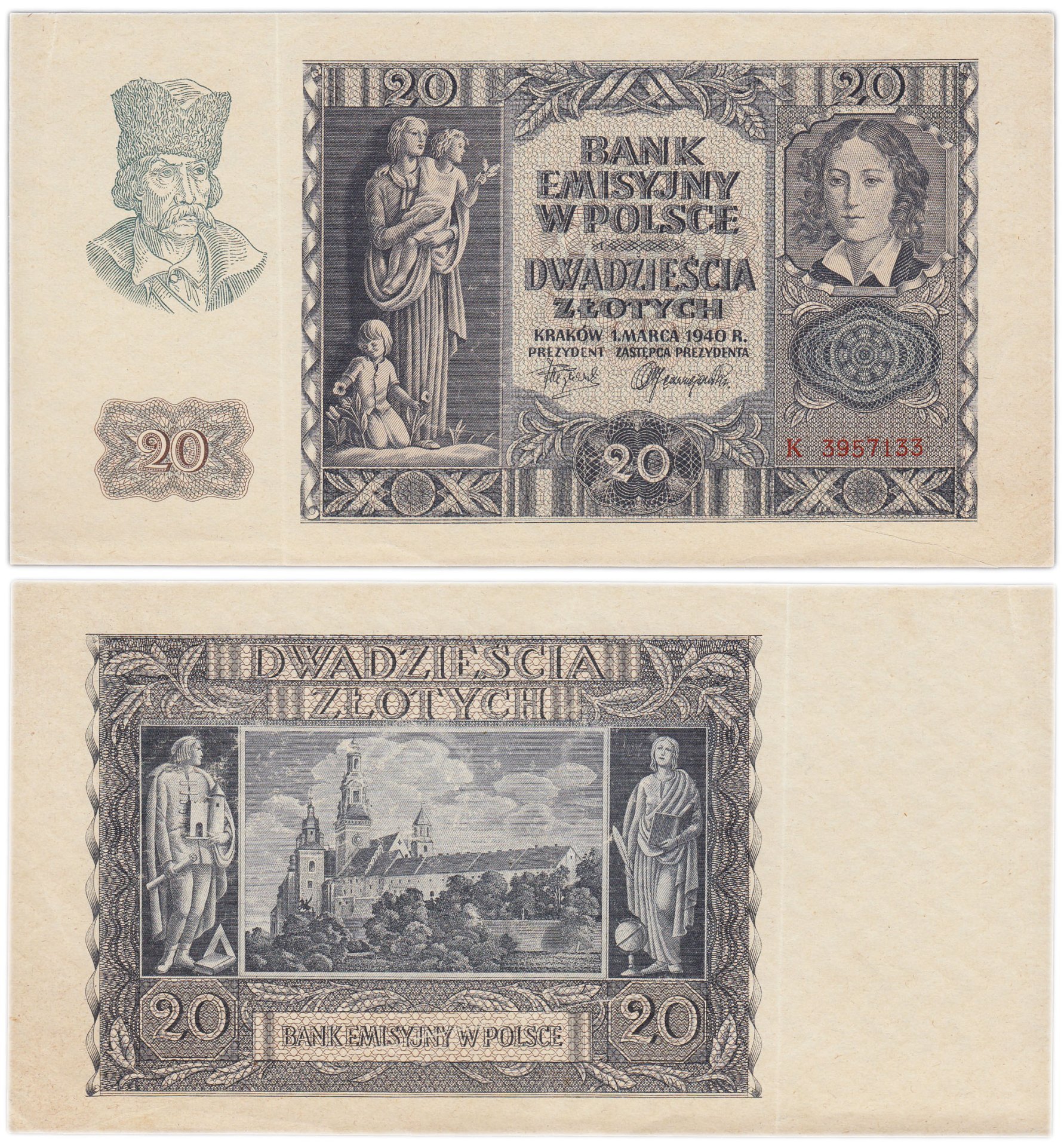Польша 20 злотых 1940 год