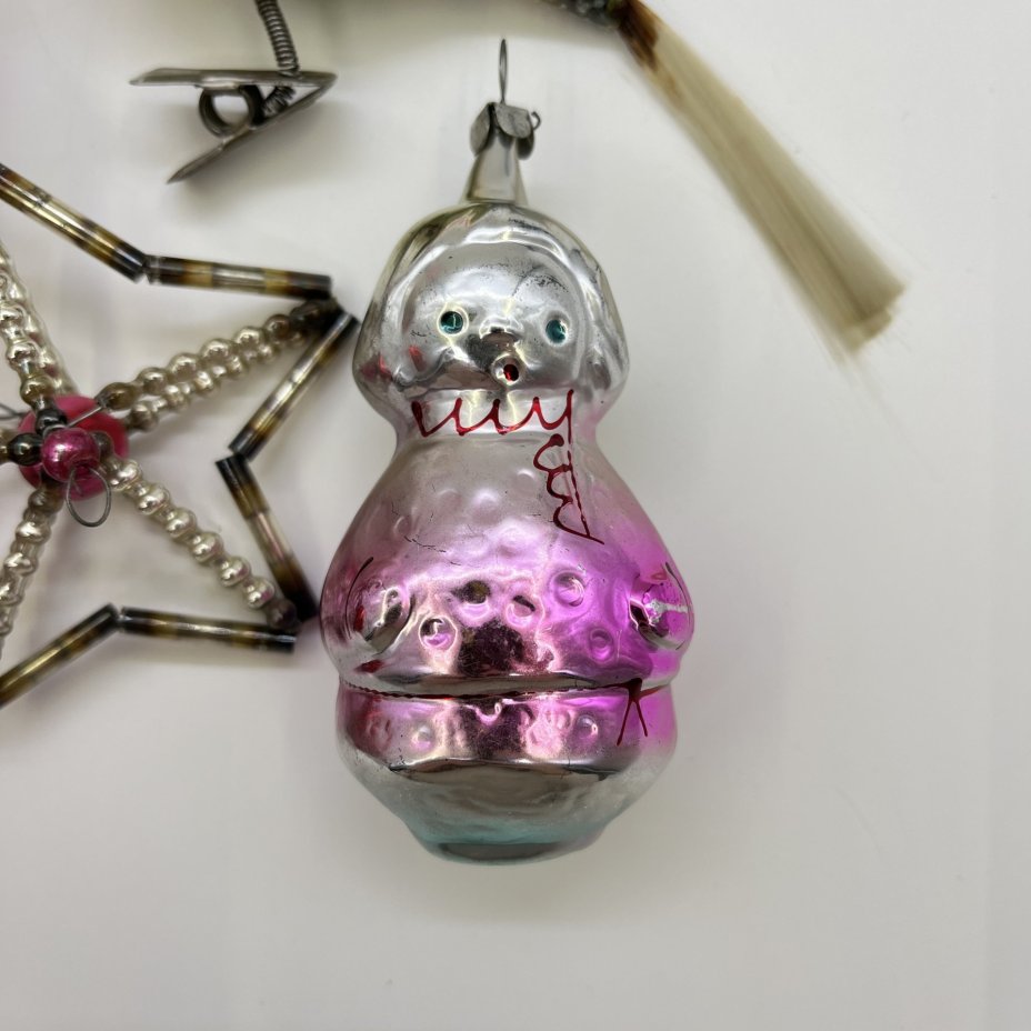 Набор из 5-ти винтажных ёлочных игрушек различных форм и расцветок