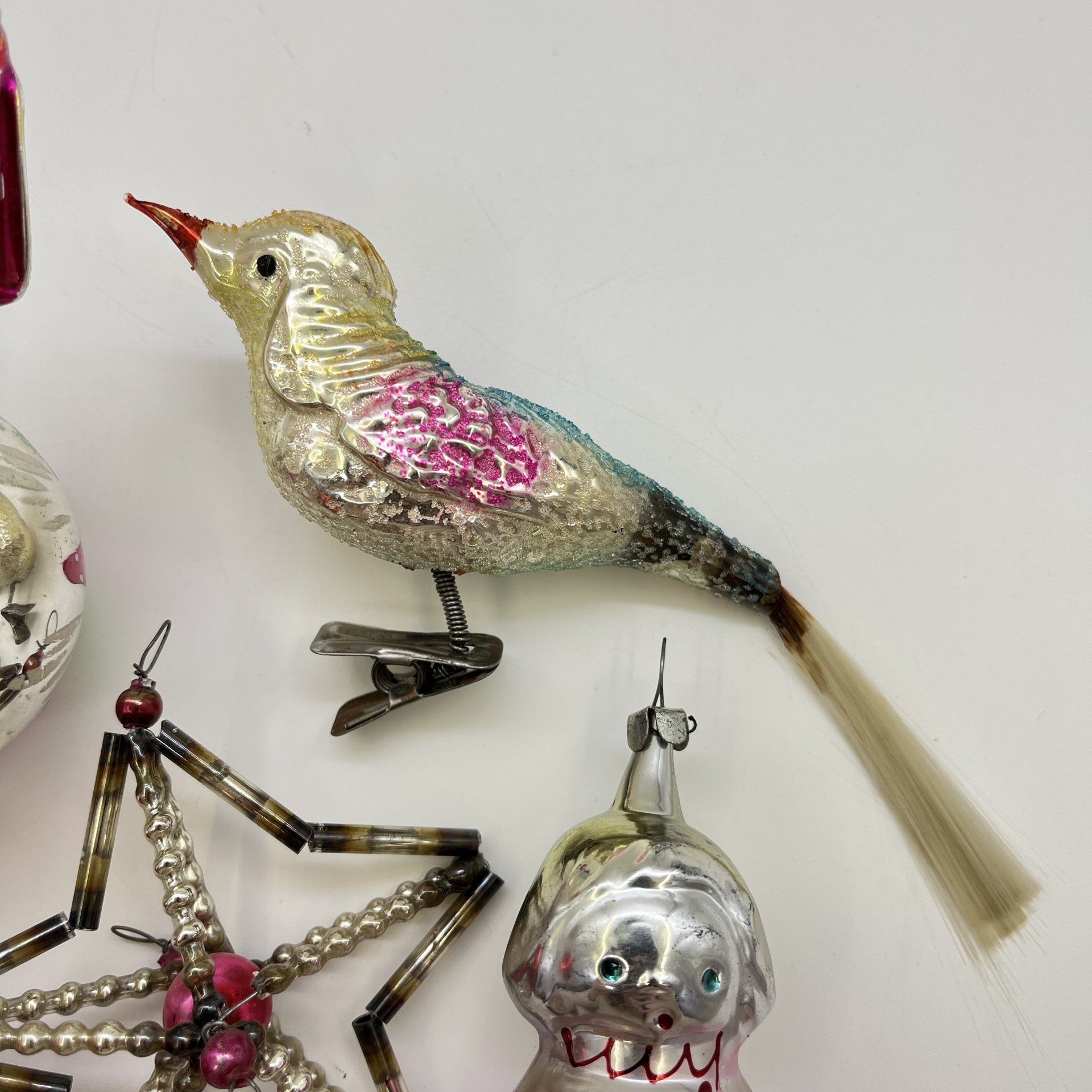 Набор из 5-ти винтажных ёлочных игрушек различных форм и расцветок, стекло, краска, металл, СССР, 1960-1980 гг.