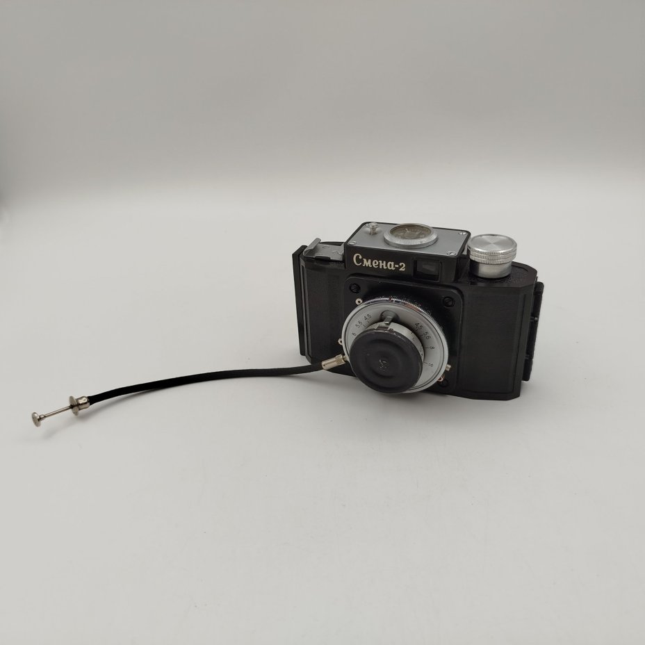 Фотоаппарат "Смена-2" в оригинальном кофре и документами, пластик, стекло, металл, кожа, Государственный оптико-механический завод имени ОГПУ (ГОМЗ), СССР, 1958-1961 гг., Государственный оптико-механический завод имени ОГПУ (ГОМЗ)