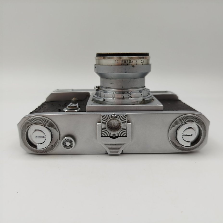 Фотоаппарат "Киев-4А" с объективом "Юпитер-3", 1:1,5 F=5cm [№5105864], в оригинальном чехле, металл, стекло, пластик, кожа, Киевский завод «Арсенал», СССР, 1952 г.