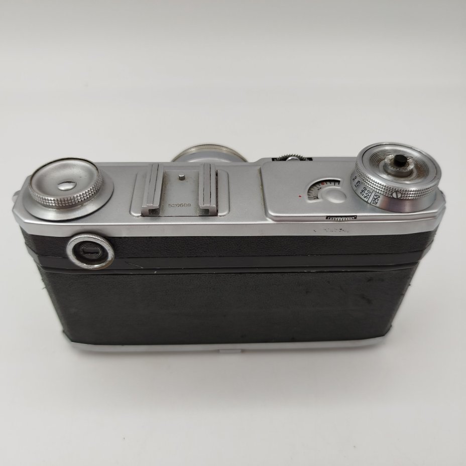 Фотоаппарат "Киев-4А" с объективом "Юпитер-3", 1:1,5 F=5cm [№5105864], в оригинальном чехле, металл, стекло, пластик, кожа, Киевский завод «Арсенал», СССР, 1952 г.