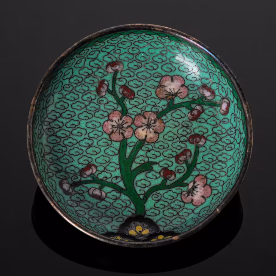 Розетка в технике клуазоне, медь, эмаль, Китай, 1950-1970 гг., Китай