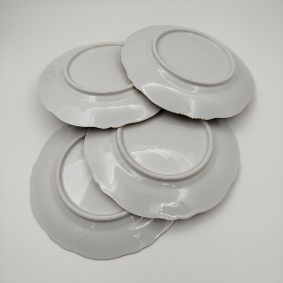 Набор десертных тарелок с синем кантом на 4 персоны