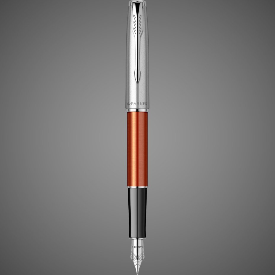 Перьевая ручка Parker Sonnet Essentials Orange SB Steel CT, перо: F, цвет чернил black, в подарочной упаковке., Металлы: нержавеющая сталь, палладий, пластик
