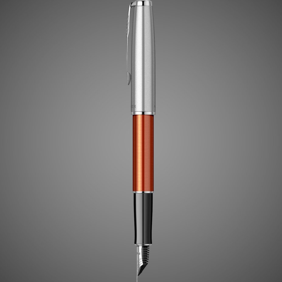 Перьевая ручка Parker Sonnet Essentials Orange SB Steel CT, перо: F, цвет чернил black, в подарочной упаковке., Металлы: нержавеющая сталь, палладий, пластик